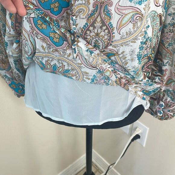 Loft blue paisley long sleeve top - Picture 8 of 9